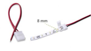 CONNETTORE CON CAVI STRIP LED IP20 8MM BIANCO