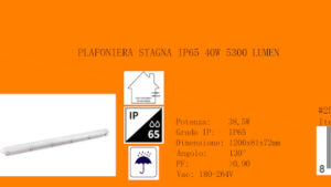 PLAFONIERA STAGNA 1200MM 40W 5400LUMEN 4000K